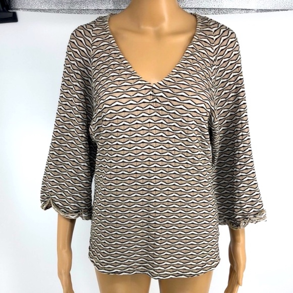 Anthropologie Postage Stamp geometric pattern pullover blouse Size Small